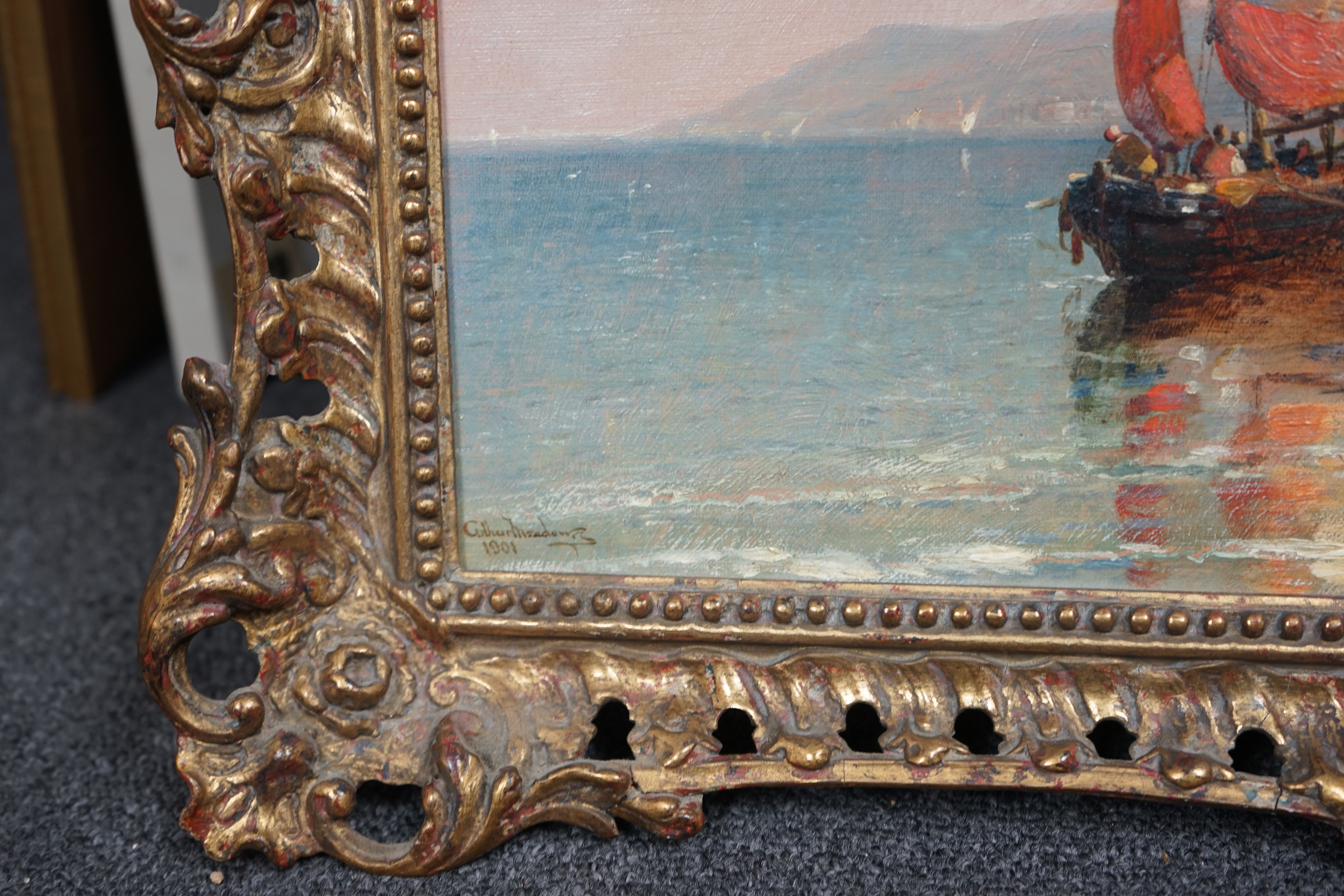 Arthur Joseph Meadows (English, 1843-1907), 'Camagh in the Riviera, 1901', oil on canvas, 29.5 x 49cm